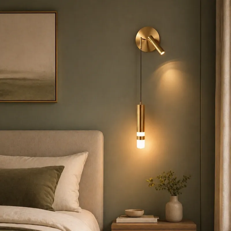 Applique Murale Suspension LED Doré Brossé - Spot Orientable