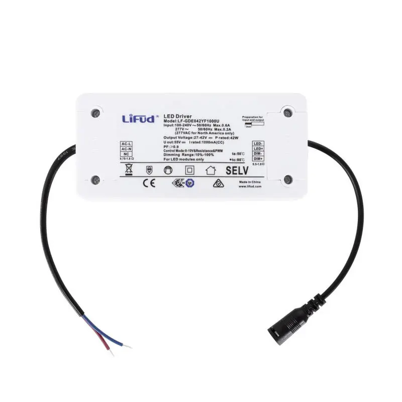 Driver LIFUD Dimmable 1-10V 220-240V Sortie 27-42V DC 1000mA 42W LF-GDE042YF1000U