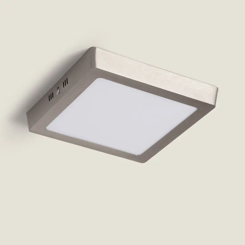 Plafonnier LED Carré Métal 18W Argenté 225x225 mm