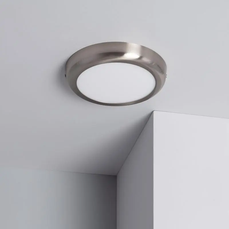 Plafonnier LED Rond Métal Design Silver 18W Ø220mm