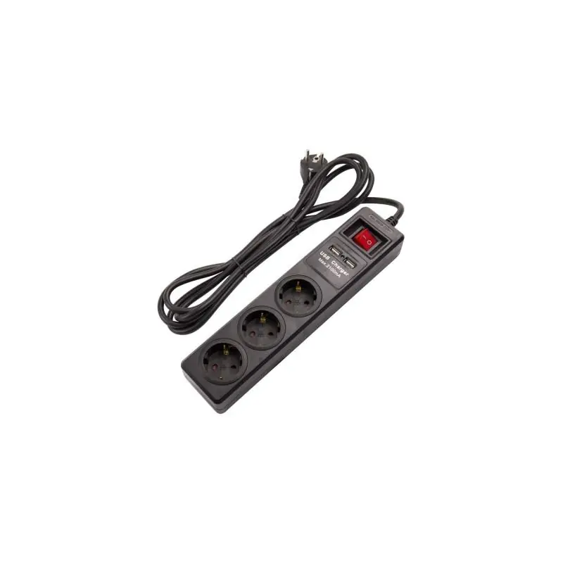 Bloc Multiprises 3 Prises Type F Schuko EU + 2xUSB 3m