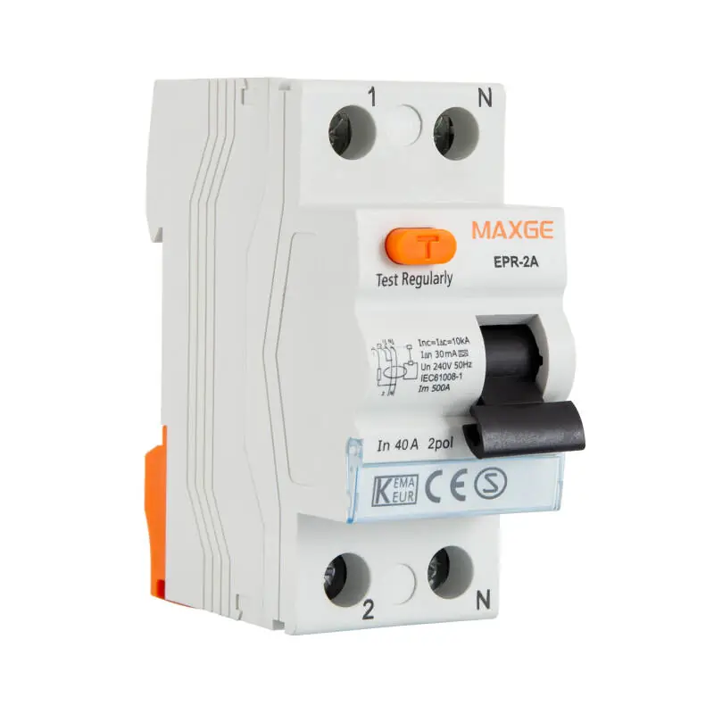 Interrupteur Différentiel Résidentiel Haute Immunité 2P-30mA 25-63A-Class A-10kA Industriel/Tertiaire MAXGE