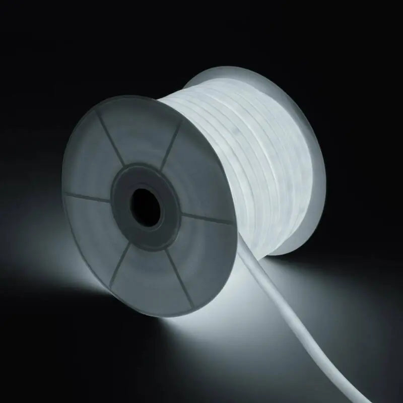 Ruban LED Néon Dimmable 220V BOBINE 50m Blanc Froid Circulaire 360 9W/m Coupe 100cm IP67