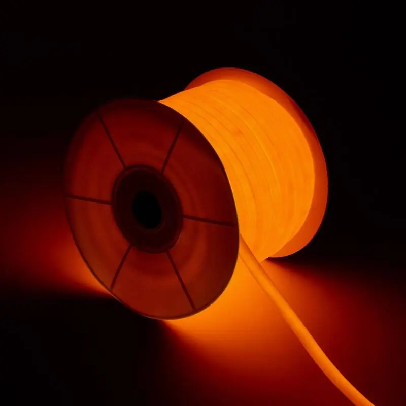 Ruban LED Néon Dimmable 220V BOBINE 50m Orange Circulaire 360 9W/m Coupe 100cm IP67