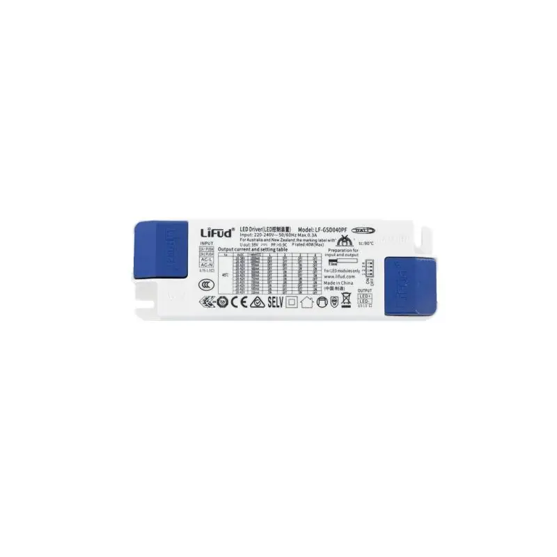 Driver LIFUD Dimmable DALI 220-240V No Flicker Sortie 9-42V 700-1050mA 6,3-42W LF-ADD040-1050-42