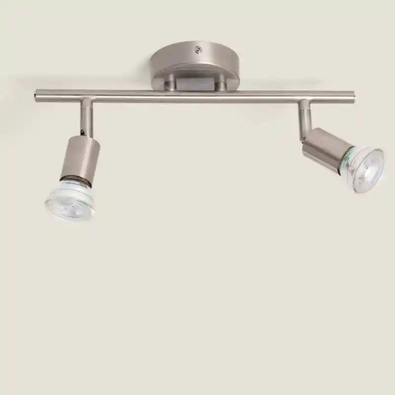 Plafonnier Orientable Aluminium Oasis 2 Spots Argenté