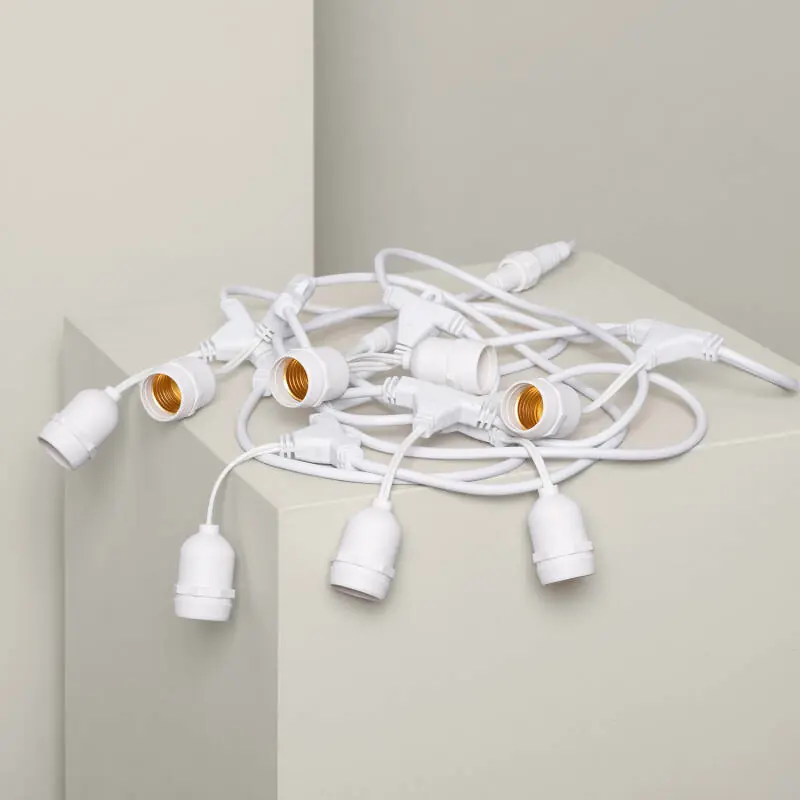 Guirlande Extérieure avec 8 Douilles E27 5.5m Blanche IP65
