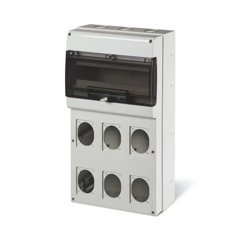 Coffret Électrique 16 Modules DIN 6 Prises IP66 Domino SCAME