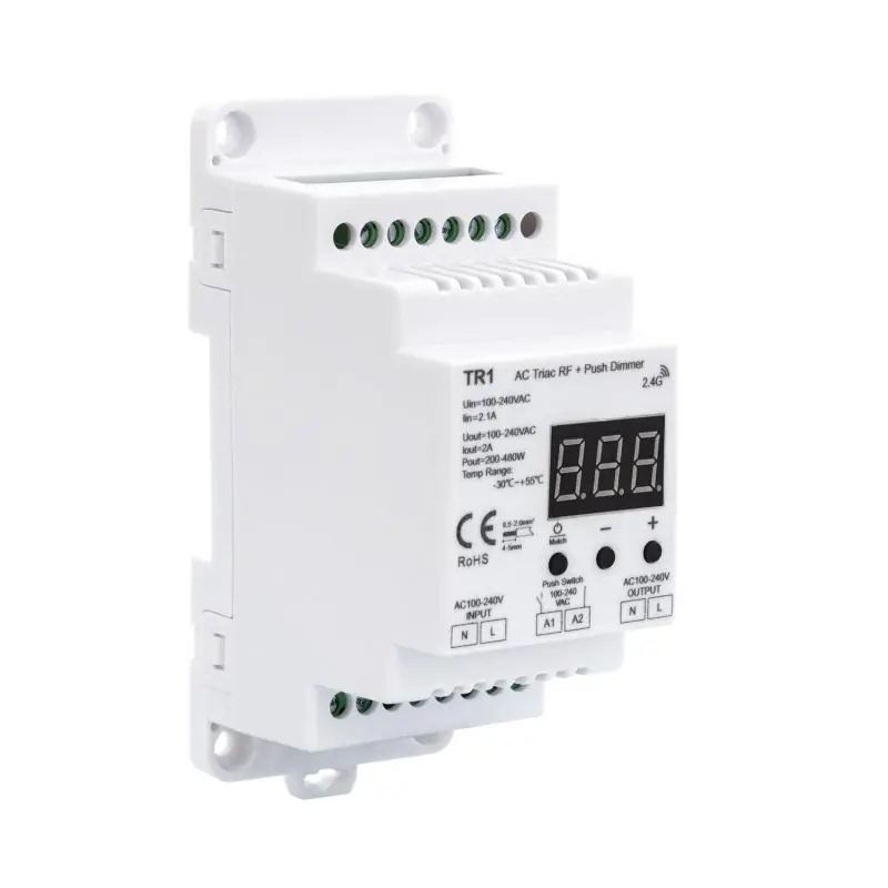 Contrôleur LED TRIAC pour Rail DIN SKYDANCE TR1 Compatible avec Télécommande RF et Bouton-Poussoir