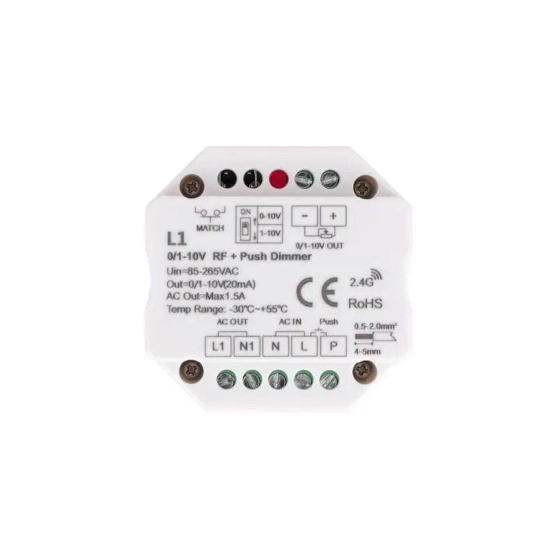 Contrôleur LED 0/1-10V avec RF et Push-Dim SKYDANCE L1 Compatible avec Bouton-Poussoir et Télécommande RF