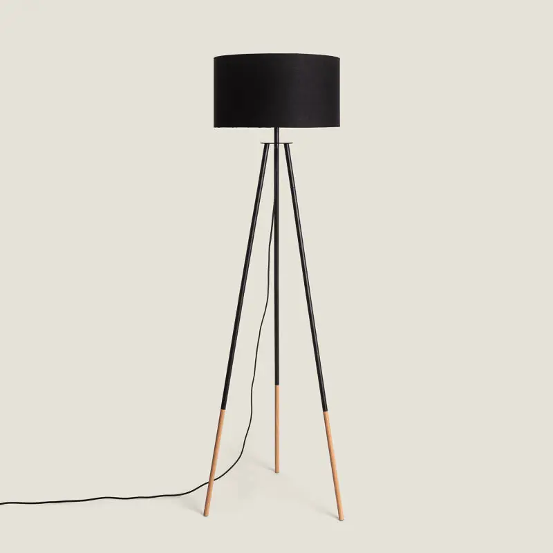 Lampadaire Bois et Textile Kathathu