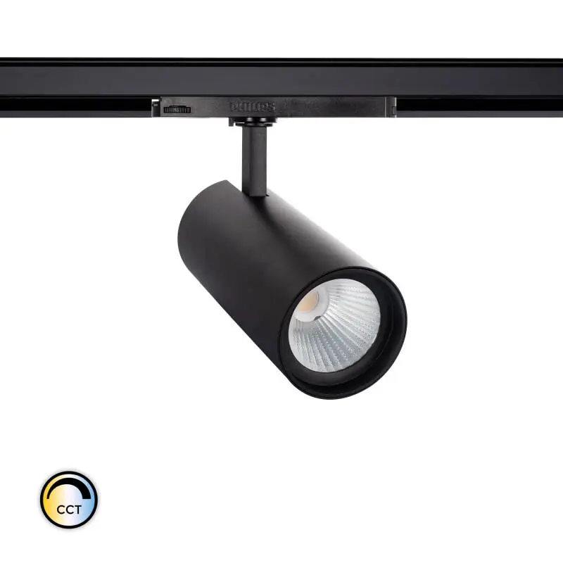 Spot LED sur Rail Triphasé 30W d‘Angelo CCT Sélectionnable PHILIPS Xitanium Noir