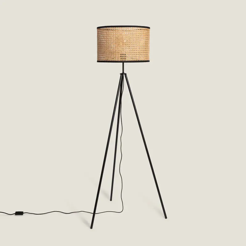 Lampadaire Rotin et Métal Huela