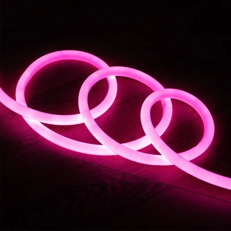 Ruban LED Néon Dimmable 220V Rose Circulaire 360 9W/m Coupe 100cm IP67 Sur mesure