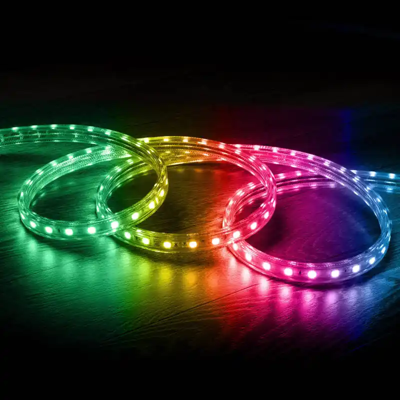 Ruban LED RGB 220V SMD 60 LED/m 10W/m Largeur 16mm Coupe 100cm IP65