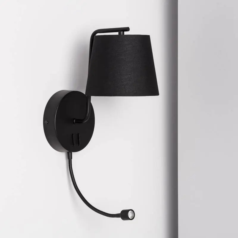 Lampe Murale Métal et Tissu Kuomba avec Flex LED de Lecture