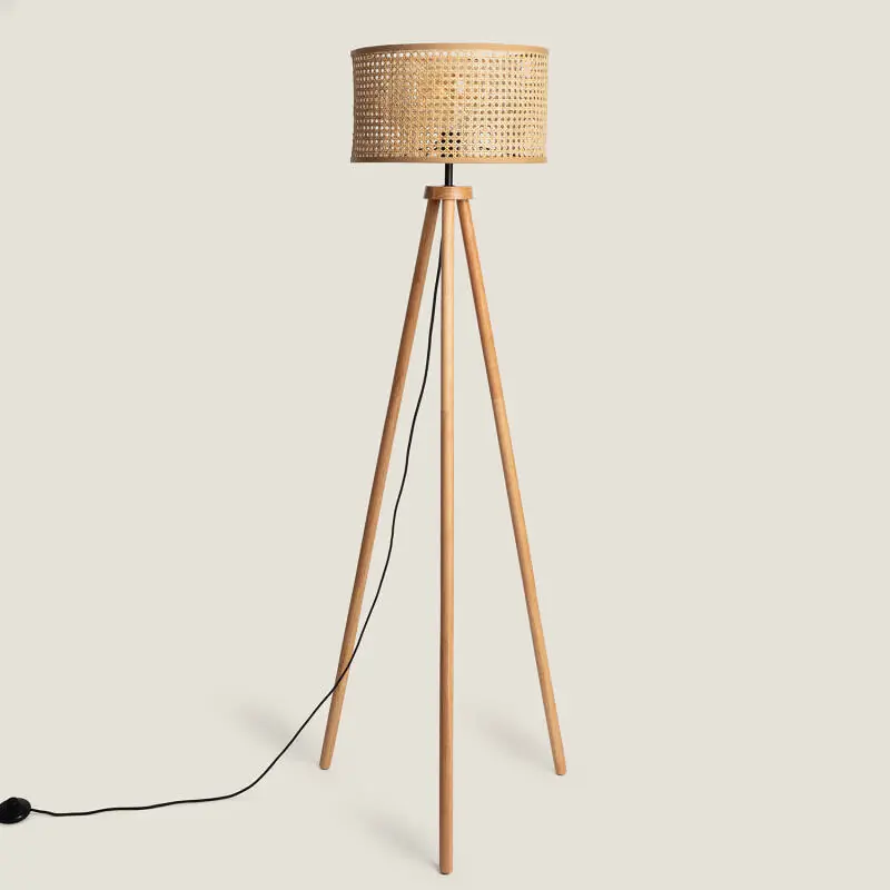 Lampadaire Rotin et Bois Adirane