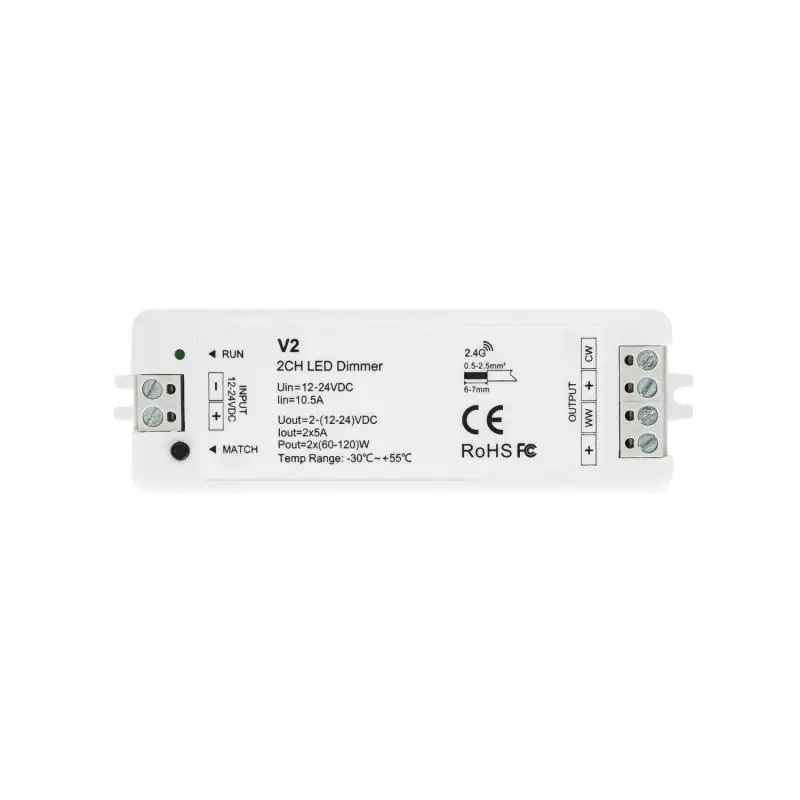 Contrôleur Ruban LED CCT 12/24V SKYDANCE V2 Compatible avec Télécommande RF