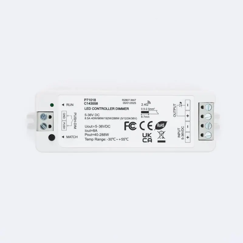 Contrôleur Ruban LED Monochrome 12-24V SKYDANCE V1 Compatible avec Bouton-Poussoir et Télécommande RF