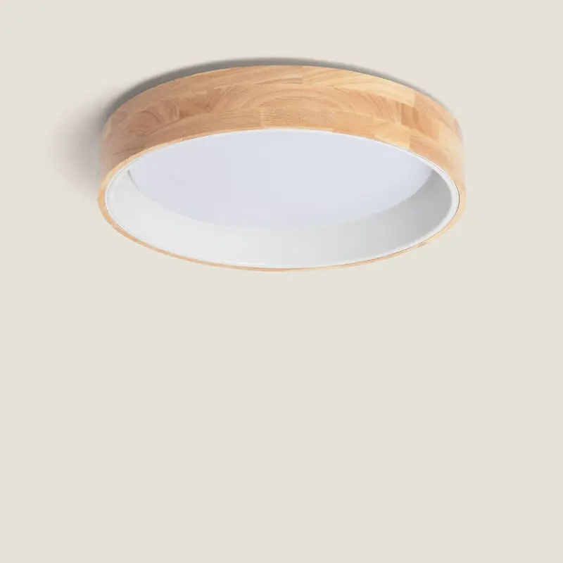 Plafonnier LED Rond Bois et Aluminium 30W CCT Sélectionnable Dari Ø570 mm