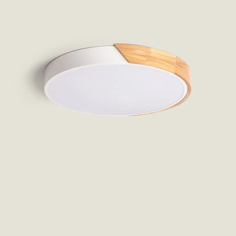 Plafonnier LED Rond Bois et Aluminium 24W CCT Sélectionnable Semi-Dari Ø418 mm