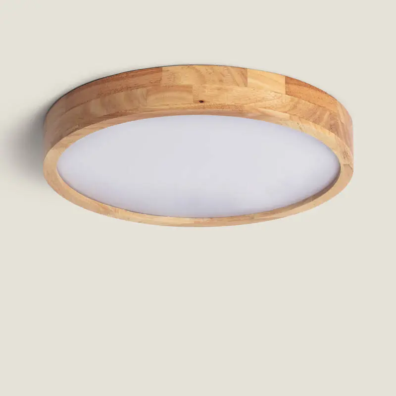 Plafonnier LED Rond Bois 20W CCT Sélectionnable Kayu Ø400 mm