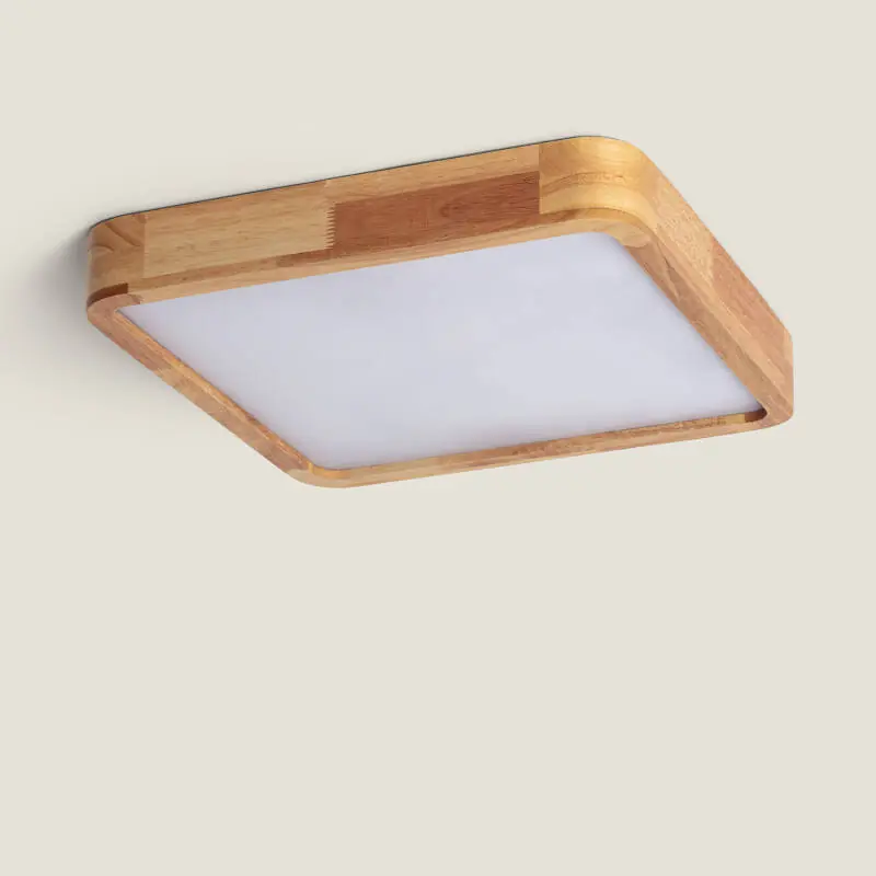 Plafonnier LED Carré Bois 20W CCT Sélectionnable Kayu 400x400 mm