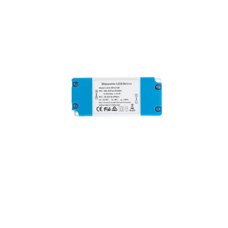 Driver Dimmable TRIAC 220-240V Sortie 30-42V DC 450mA 18W No Flicker
