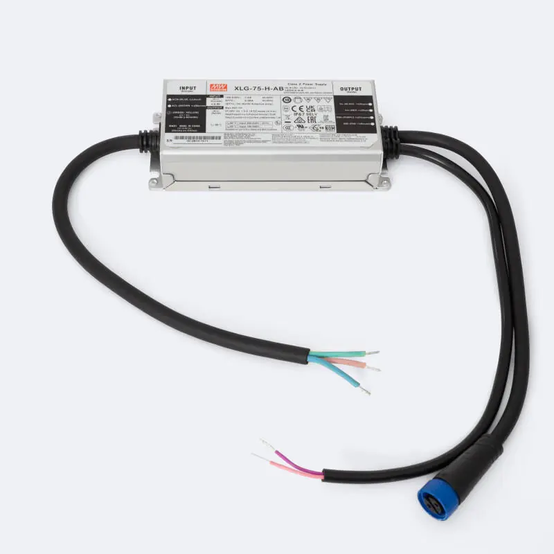 Driver MEAN WELL 100-240V IP67 Sortie 27-56V DC 1300-2100mA 75W XLG-75-H-AB