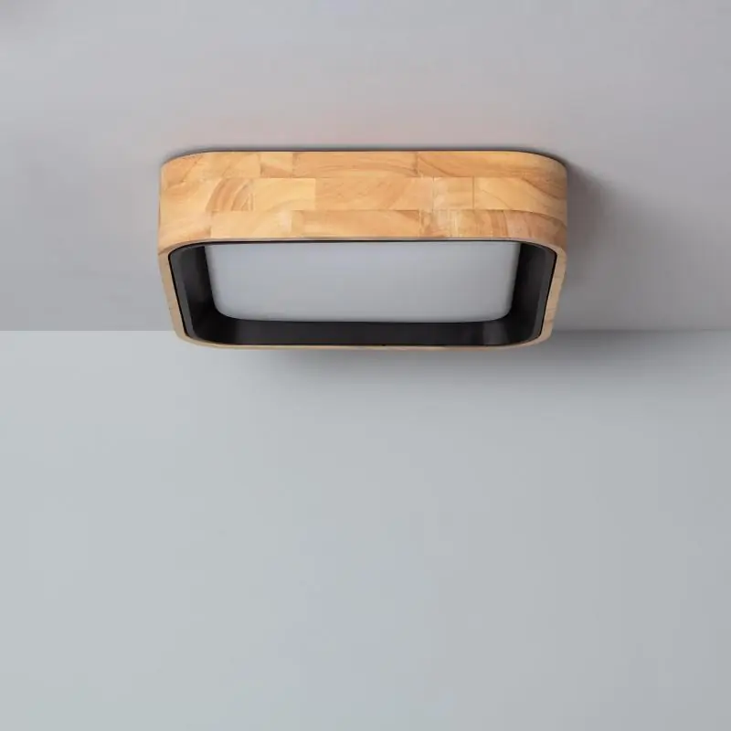 Plafonnier LED 15W Carré Bois et Aluminium 370x370 mm CCT Sélectionnable Dari