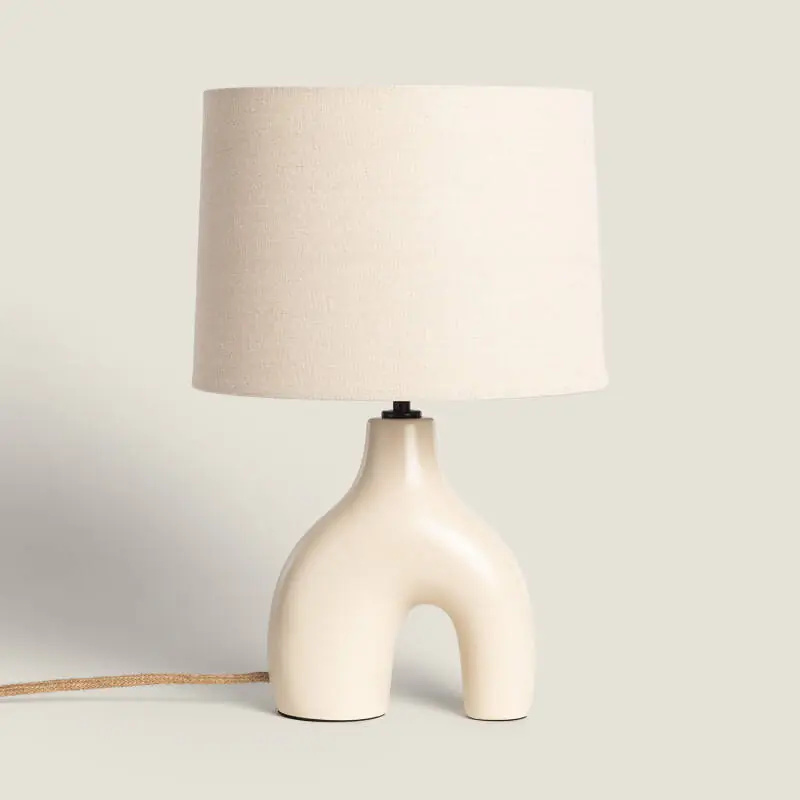 Lampe à Poser Céramique et Lin Ginger