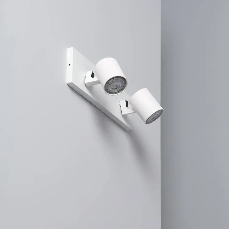Spot à Douille Double en Saillie Orientable Aluminium Gylu à Ampoule GU10