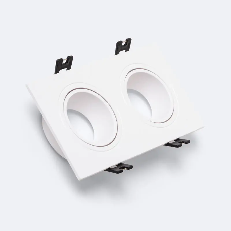 Spot LED Downlight Carré Inclinable GU10 6W Coupe 75x150mm PC