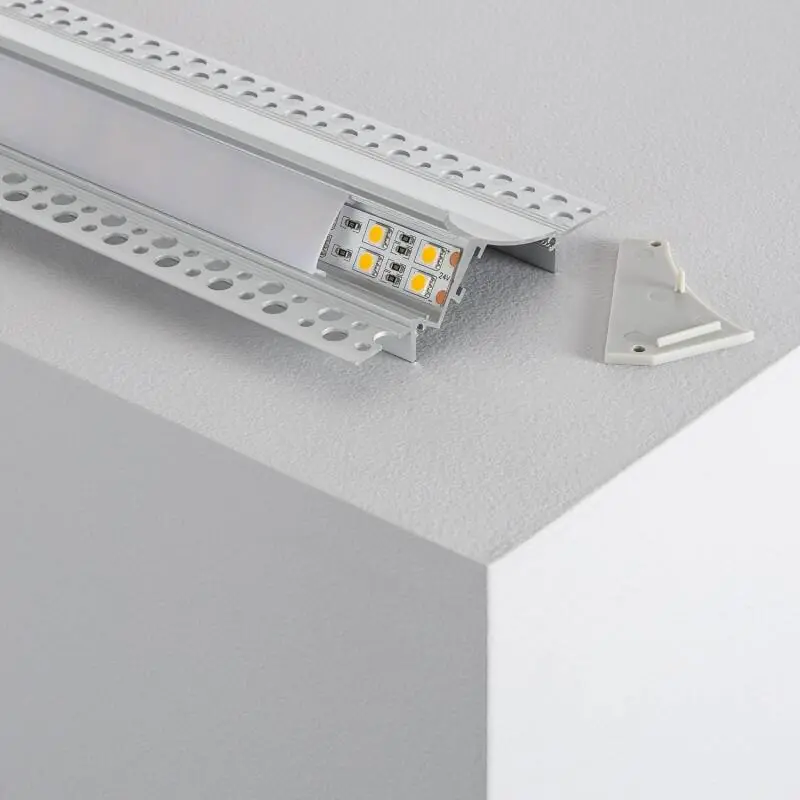 Profilé Aluminium Encastré dans Plâtre/Placo pour Rubans LED jusqu‘à 20 mm avec Capot Continu