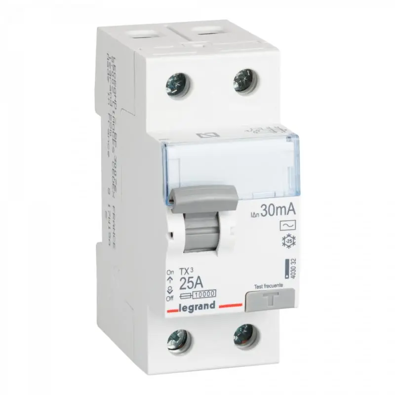 Interrupteur Différentiel TX³ Industriel 2P-30mA 10kA Class AC 25-40A LEGRAND 403032