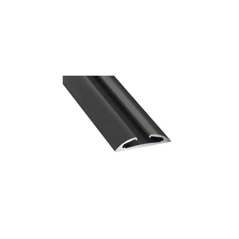 Profilé Aluminium en Saillie Demie-Arrondie 2m Noir pour Double Rubans LED jusqu‘à 12mm