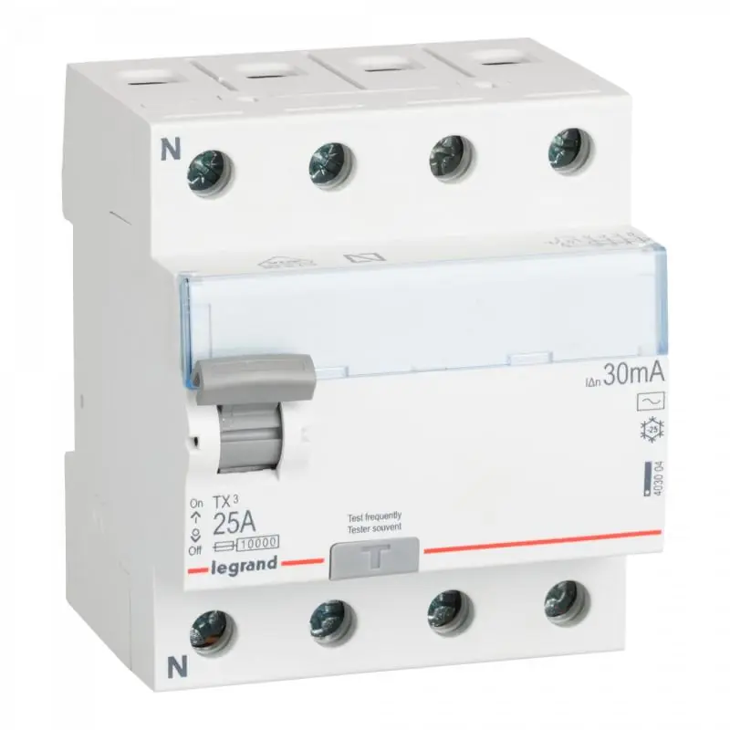 Interrupteur Différentiel TX³ Industriel 4P-30mA Class AC 25-40A 10kA LEGRAND 403004