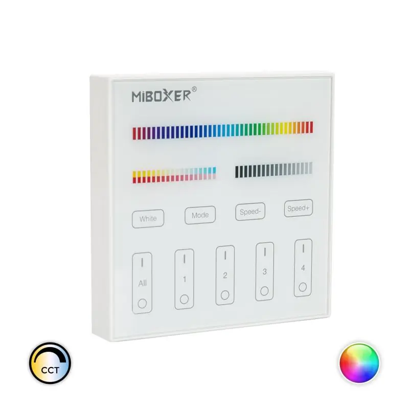Télécommande Murale RF pour Variateur LED RGB+CCT 4 Zones MiBoxer B4