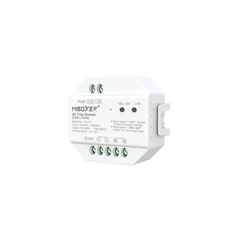 Variateur LED TRIAC Compatible avec Bouton Poussoir MiBoxer TRI-C1