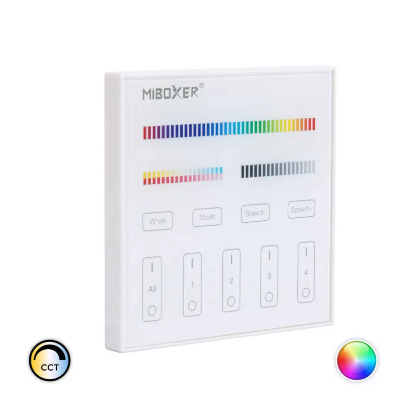 Télécommande Murale RF 220-240V AC pour Variateur LED RGB+CCT 4 Zones RF MiBoxer T4