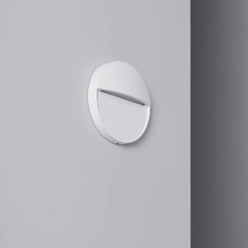 Balise LED Extérieure Murale 4W en Saillie Ronde Jade Blanche