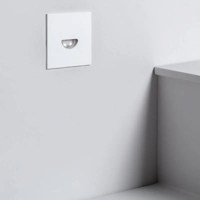 Balise Murale Extérieure LED 2W Encastrable Aluminium Carrée Blanche Guell
