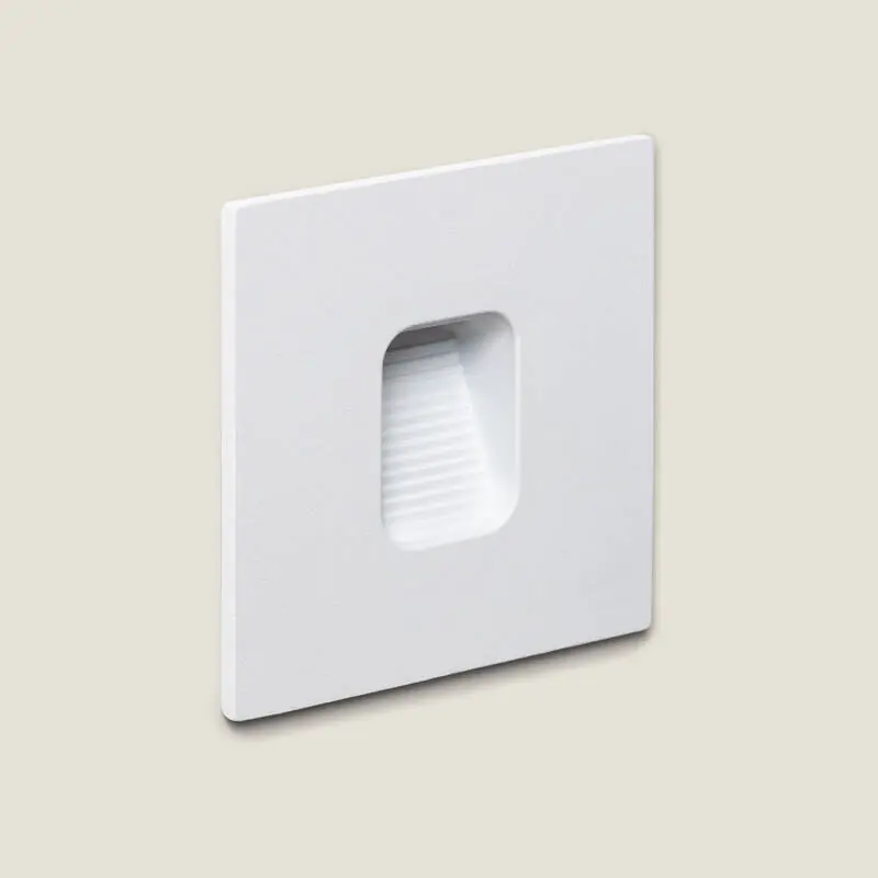 Balise Murale Extérieure LED 2W Encastrable Aluminium Carrée Blanche Olite