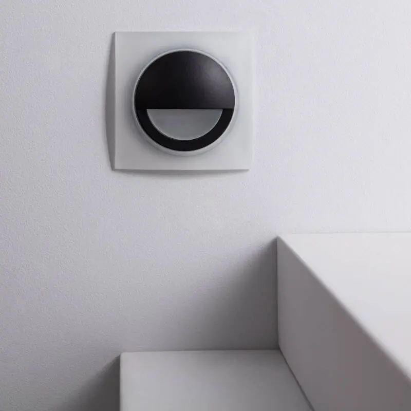 Balise Murale LED 3W Encastrable Aluminium Carrée Noire Occulare
