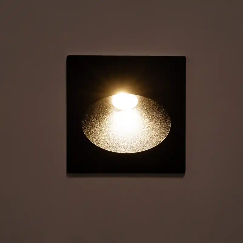 Balise Extérieure LED 3W Encastrable Murale Carrée Aluminium Noir Coney