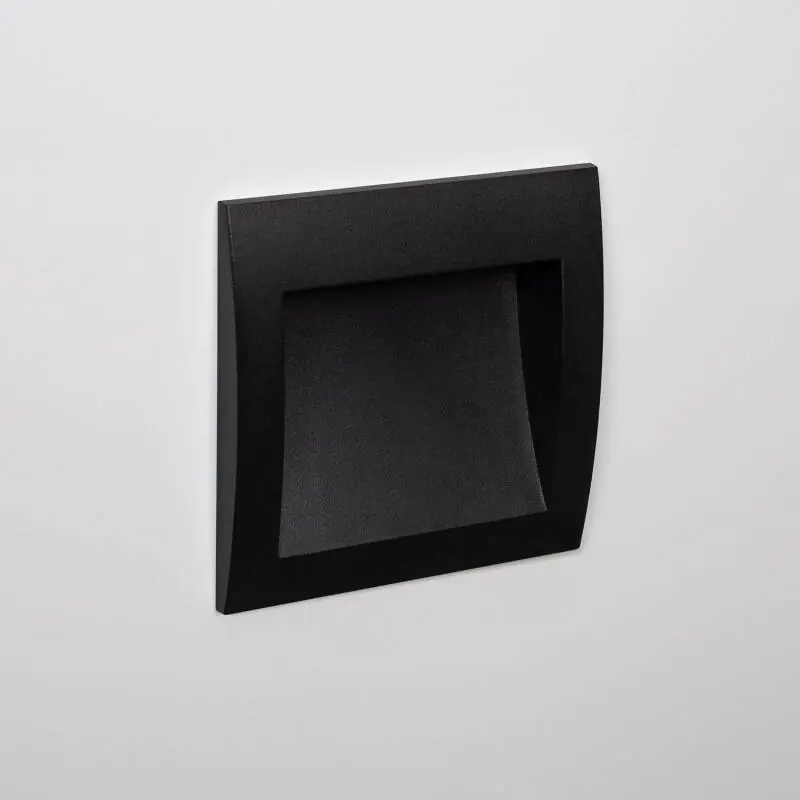 Balise LED Extérieure 4W Encastrable Carrée en Aluminium Natt Noire