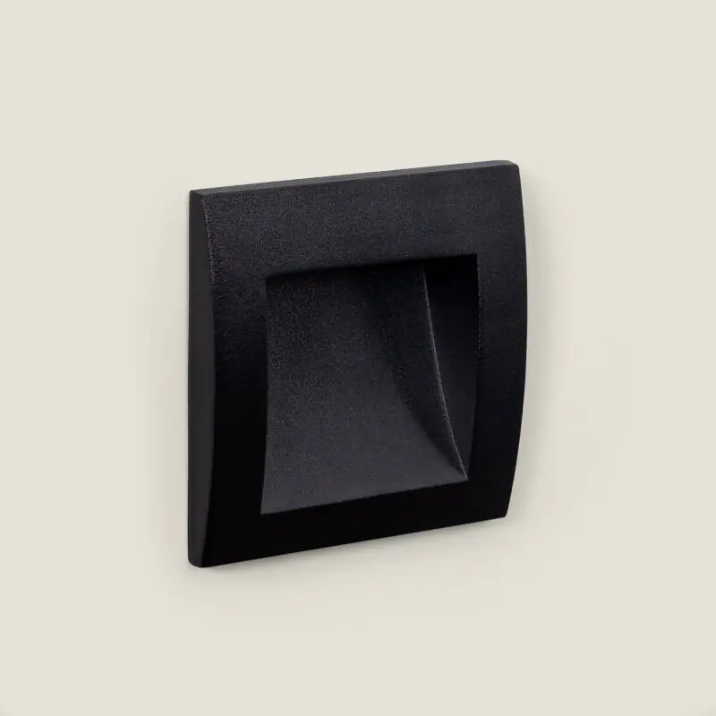 Balise Extérieure LED 4W Encastrable Aluminium Murale Carrée Noire Leif