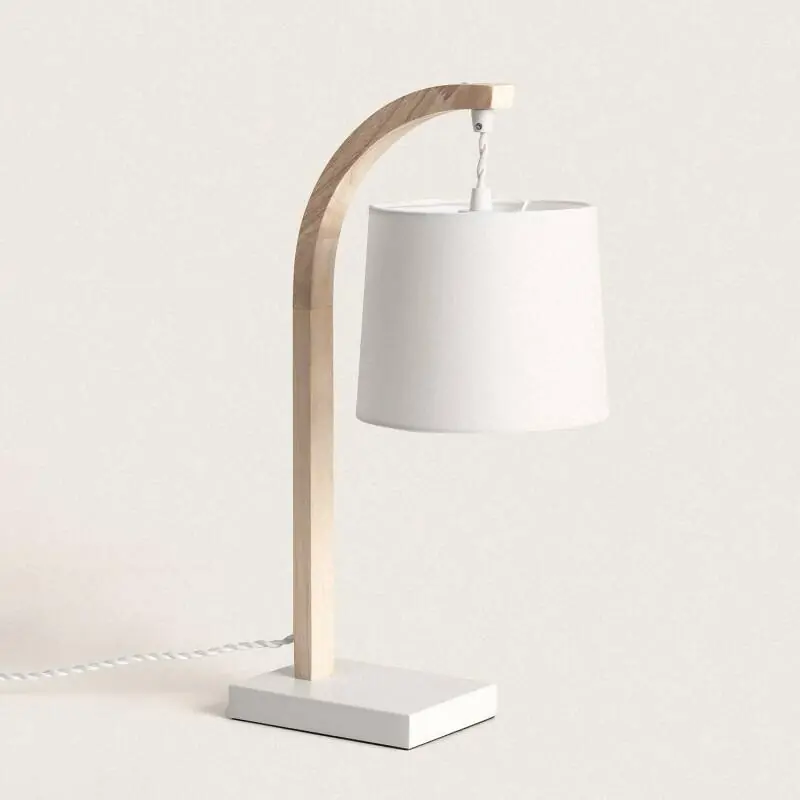 Lampe à Poser Bois et Textile Haakon