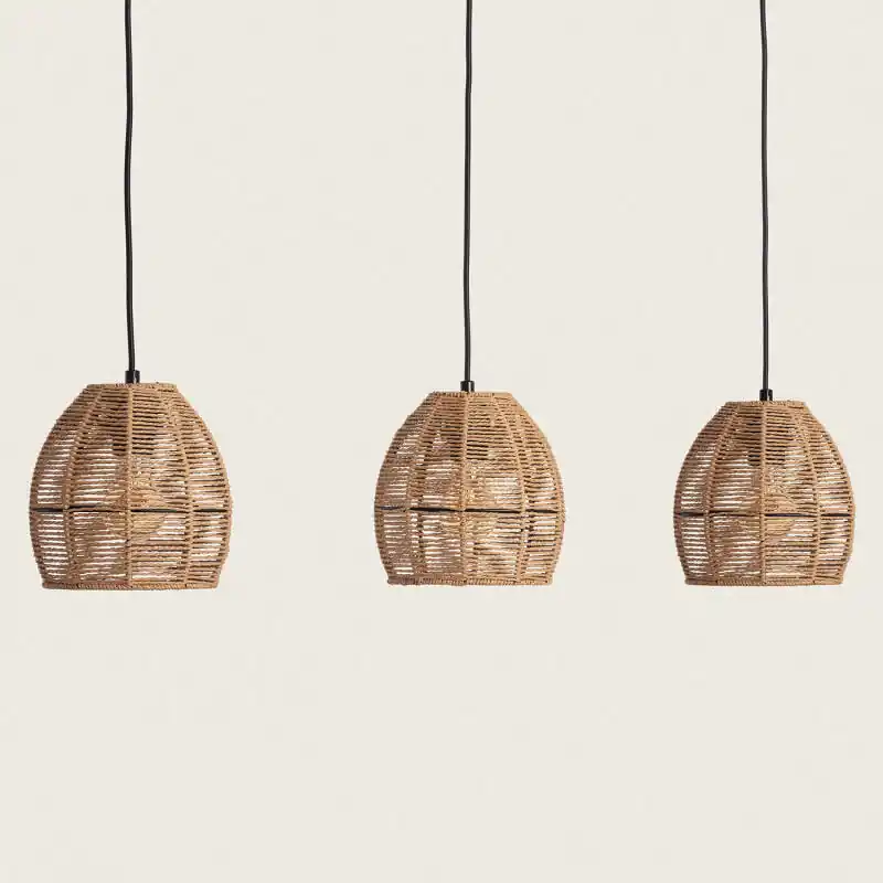Suspension Papier Tressé Mahali 3 Spots ILUZZIA