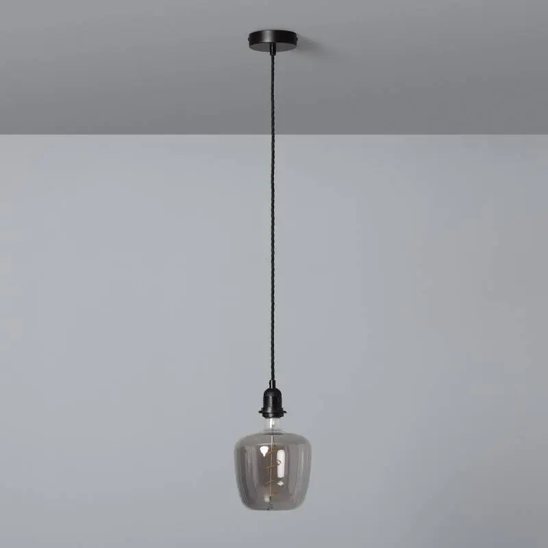 Support à Douille pour Suspension avec Câble Textile Tressé Noir